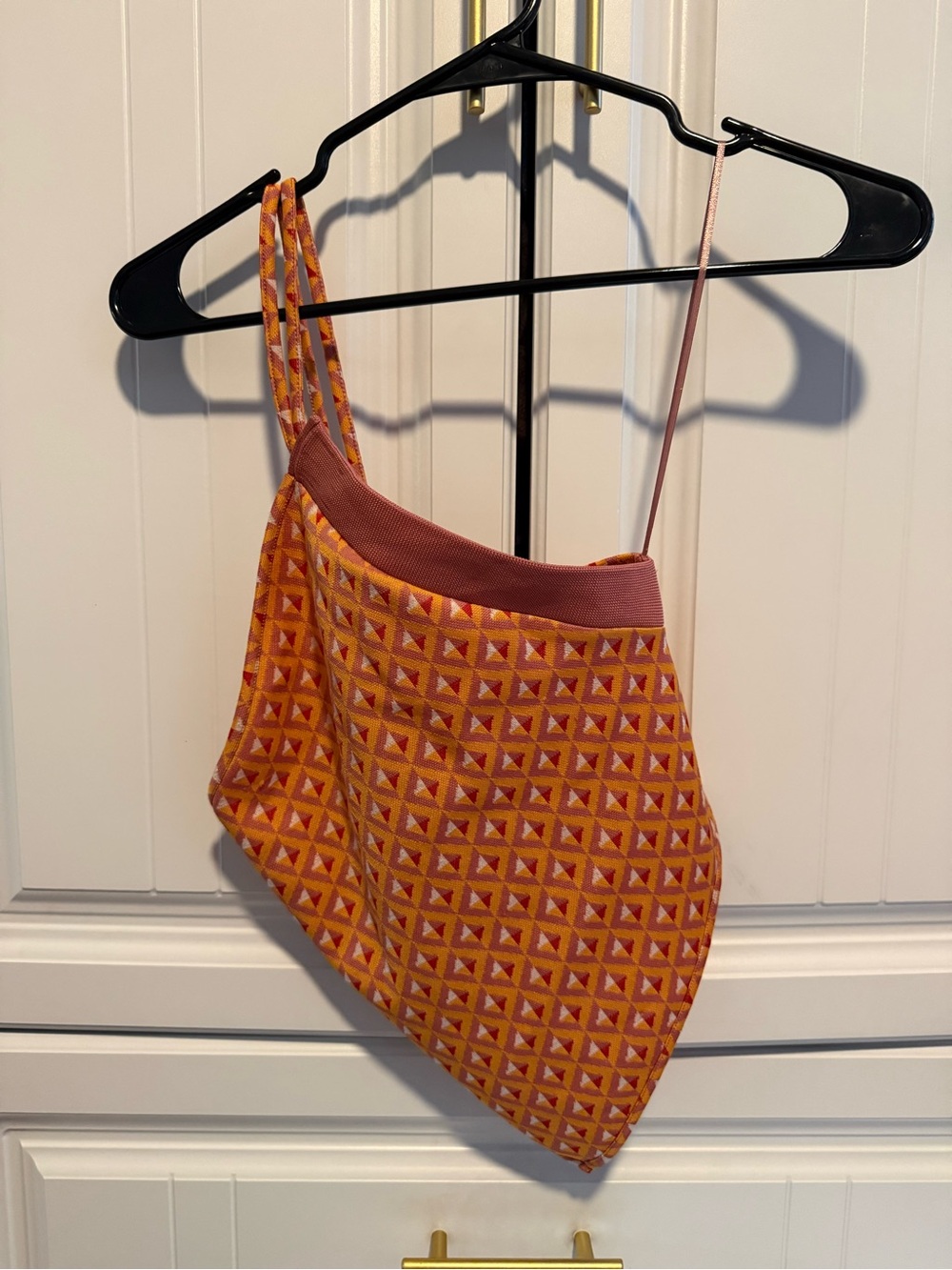 Zara Orange Tank with Pink Trim and Geometric Print